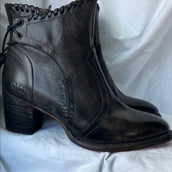 NWOB BED|STU Bia Black Leather Ankle Boots Size 9.5 - Picture 4 of 8